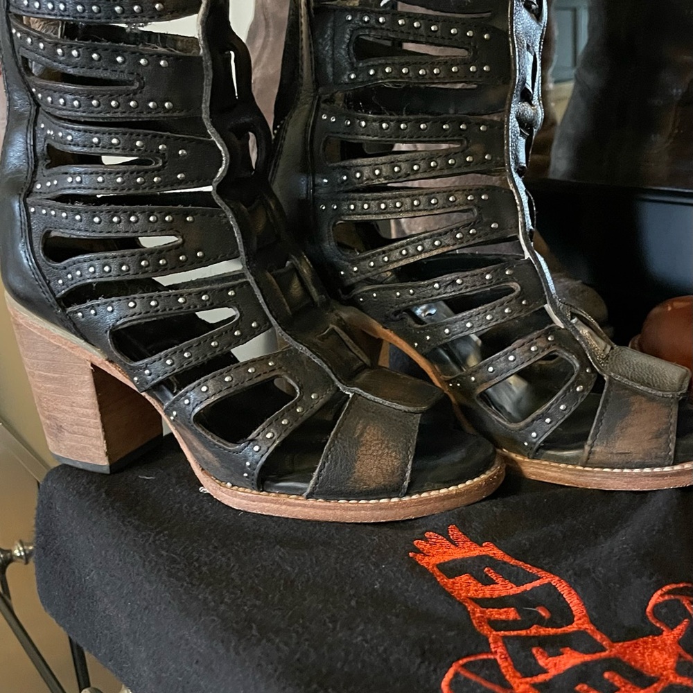 Black Cutout Heeled Boots